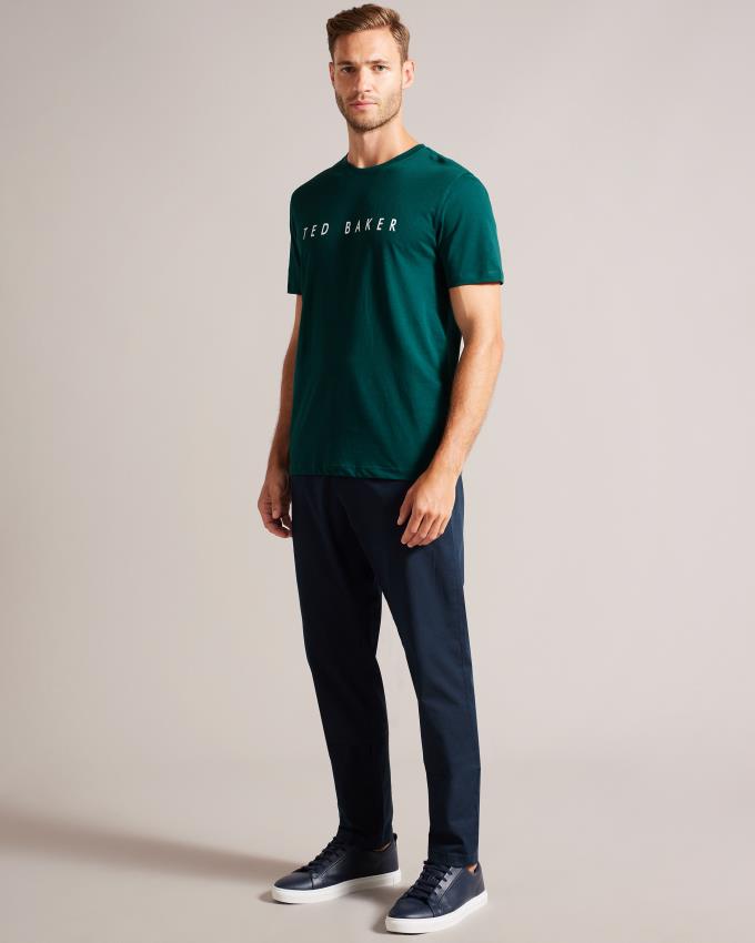 T-Shirt Ted Baker Short Sleeve Branded Vert Foncé Homme | XLG-10480816